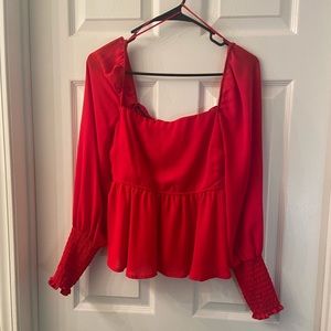 Red long sleeve blouse